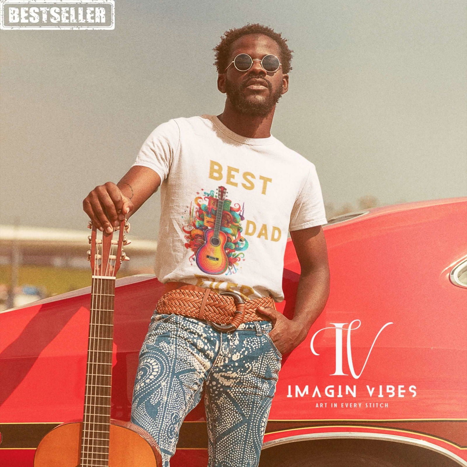 Rockstar Dad: Best Dad Ever Guitar Tee T-Shirt Printify