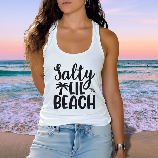 Salty Lil Beach: Sarcastic Summer Racerback Tank - Imagin Vibes - 