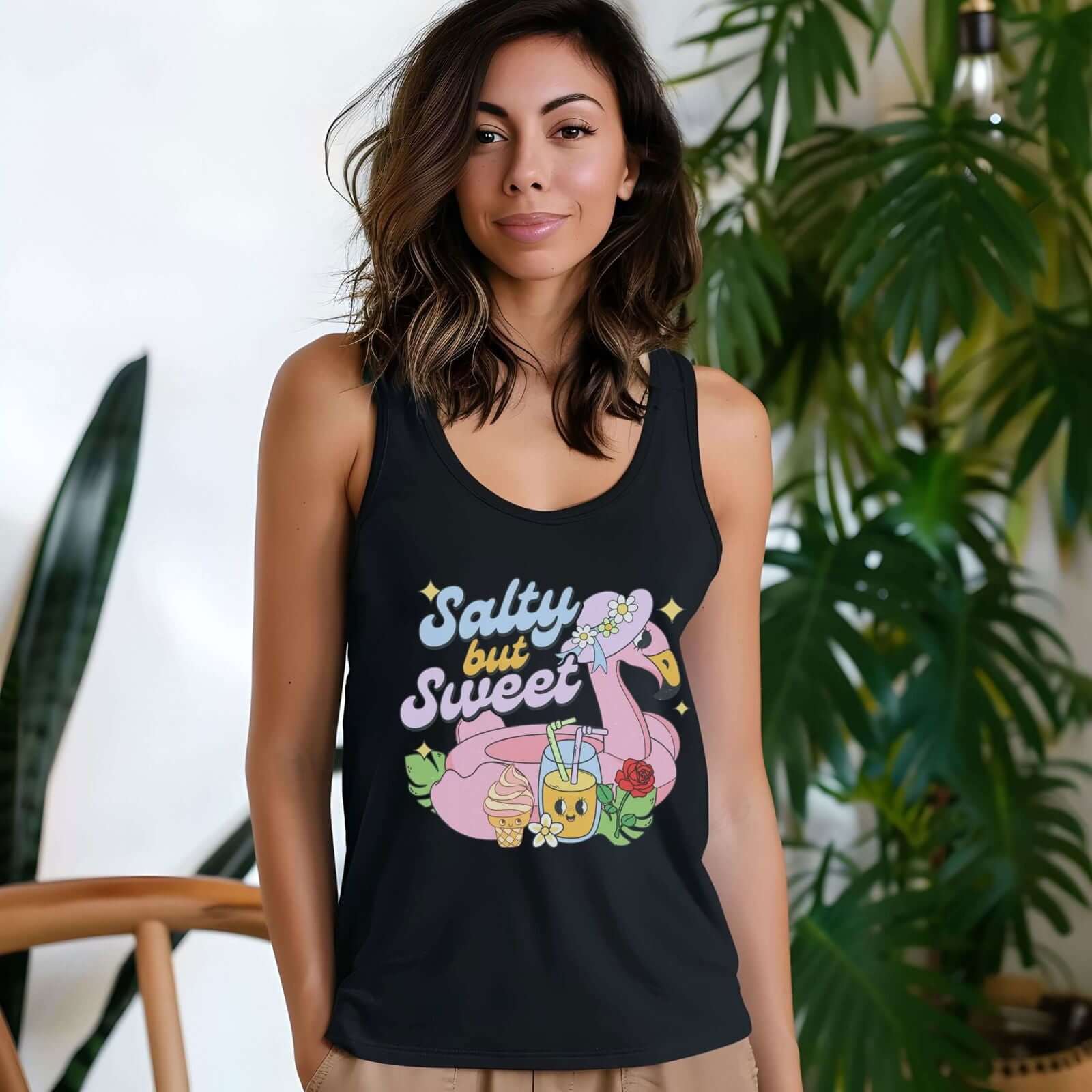 Racerback Tank 'Salty but Sweet' Flamingo Tank Top Printify