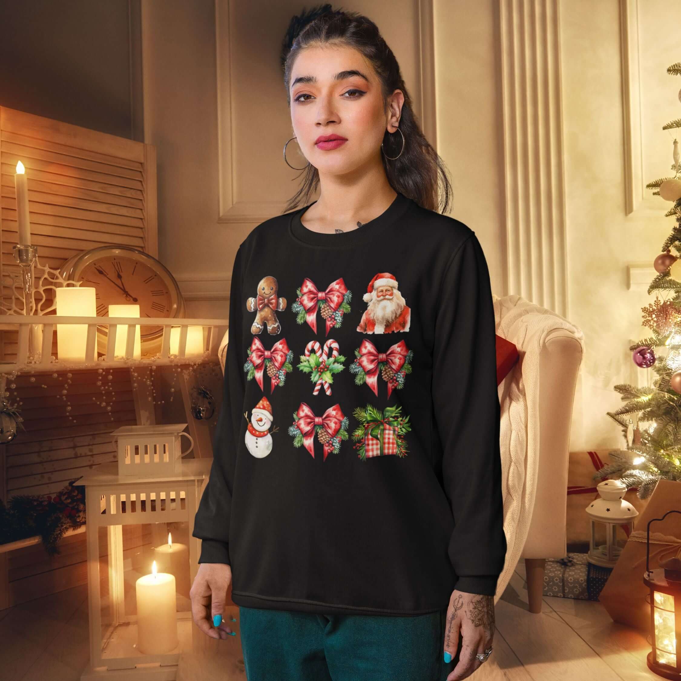 Christmas Santa Claus Sweatshirt Sweatshirt Printify M Black
