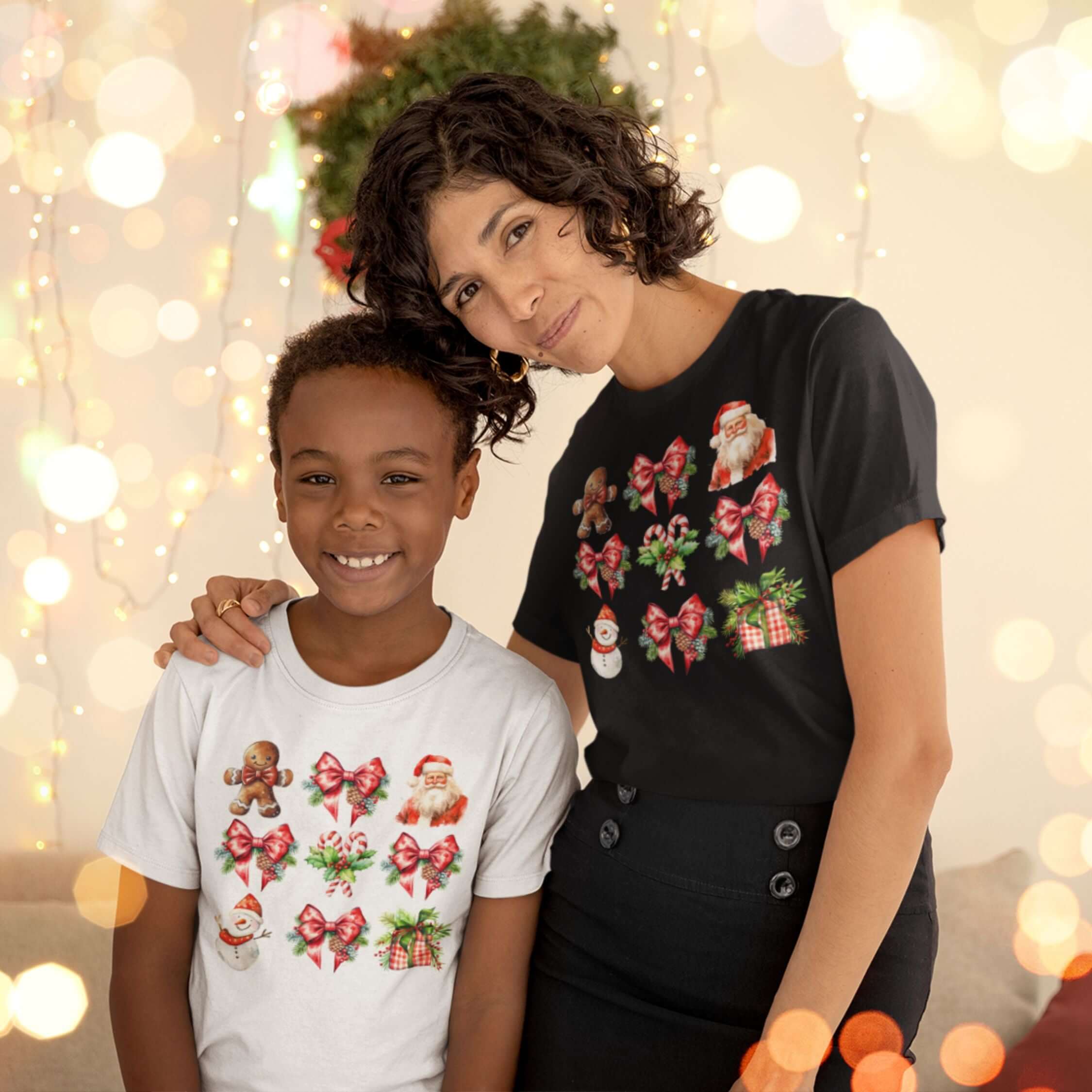 Christmas Unisex Tee Festive Santa Gingerbread Snowmen T-Shirt Printify