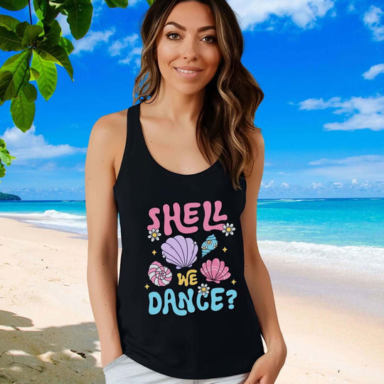 Shell We Dance? Beach Babe Racerback Tank - Imagin Vibes - 