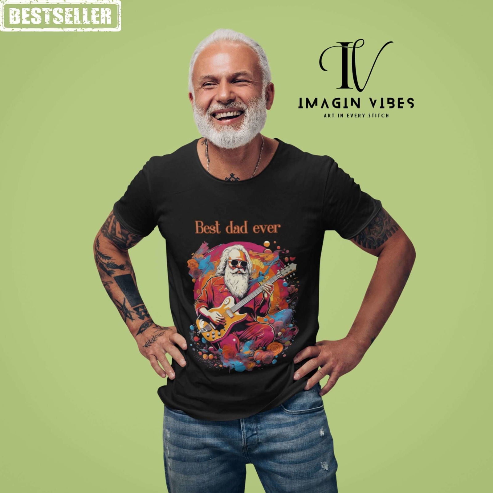 Six-String Salute: Vintage Guitar Dad T-Shirt T-Shirt Printify