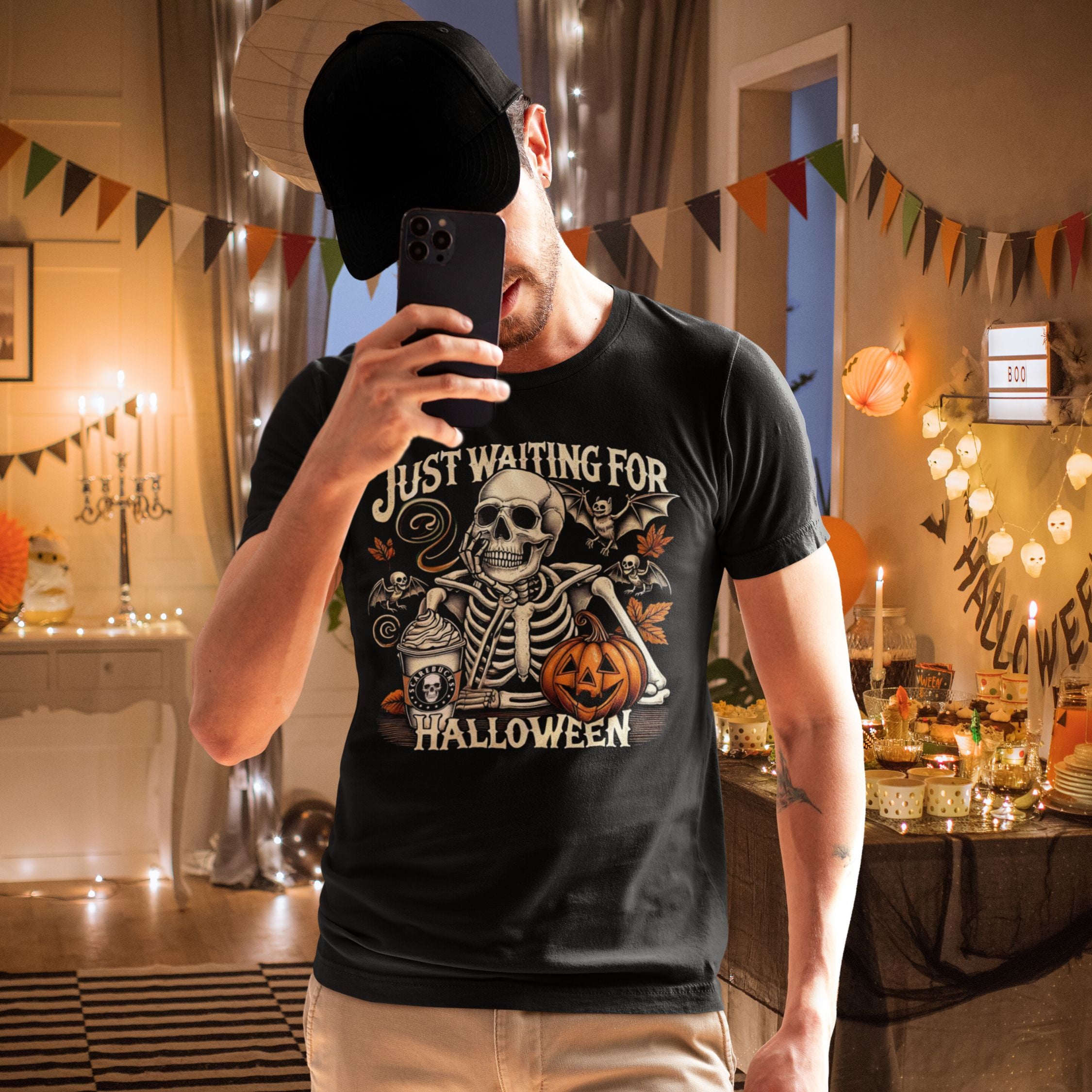 Skele-sip Tee - Just Waiting for Halloween T-Shirt Printify
