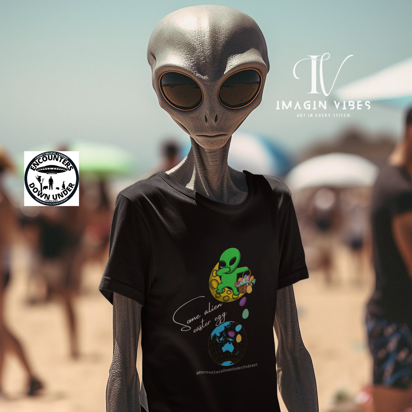 Some Alien Easter Egg T-shirt - Encounters Down Under Podcast Double Side Print T-shirt - Easter Egg UFO - Podcast Tee T-Shirt Printify