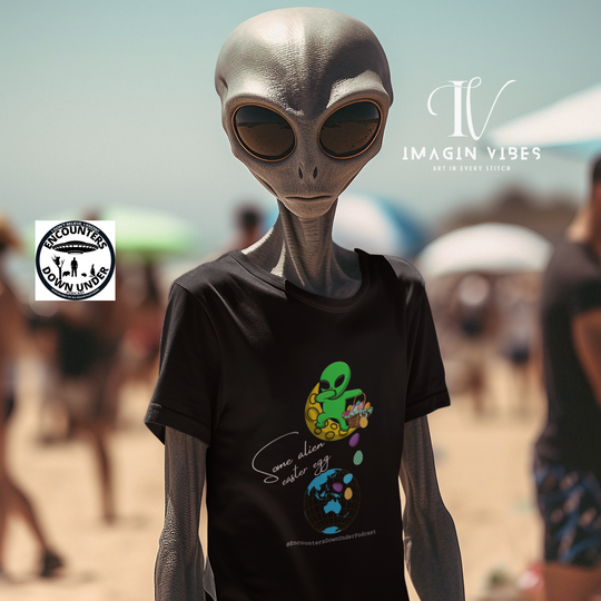 Some Alien Easter Egg T-shirt - Encounters Down Under Podcast Double Side Print T-shirt - Easter Egg UFO - Podcast Tee - Imagin Vibes - 