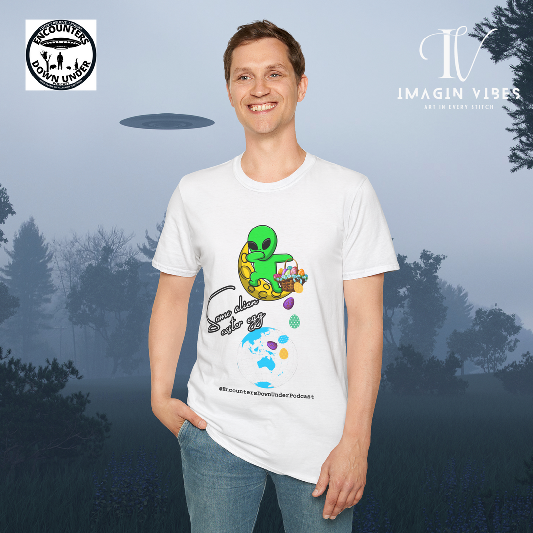 Some Alien Easter Egg T-shirt - Encounters Down Under Podcast Double Side Print T-shirt - Easter Egg UFO - Podcast Tee - Imagin Vibes - 