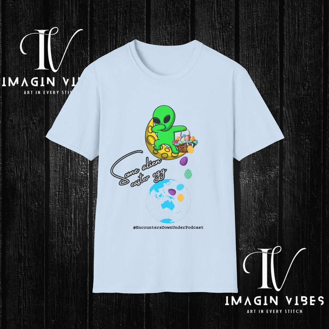 Some Alien Easter Egg T-shirt - Encounters Down Under Podcast Double Side Print T-shirt - Easter Egg UFO - Podcast Tee - Imagin Vibes - 