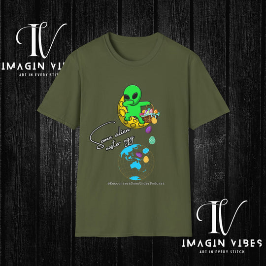 Some Alien Easter Egg T-shirt - Encounters Down Under Podcast Double Side Print T-shirt - Easter Egg UFO - Podcast Tee - Imagin Vibes - 