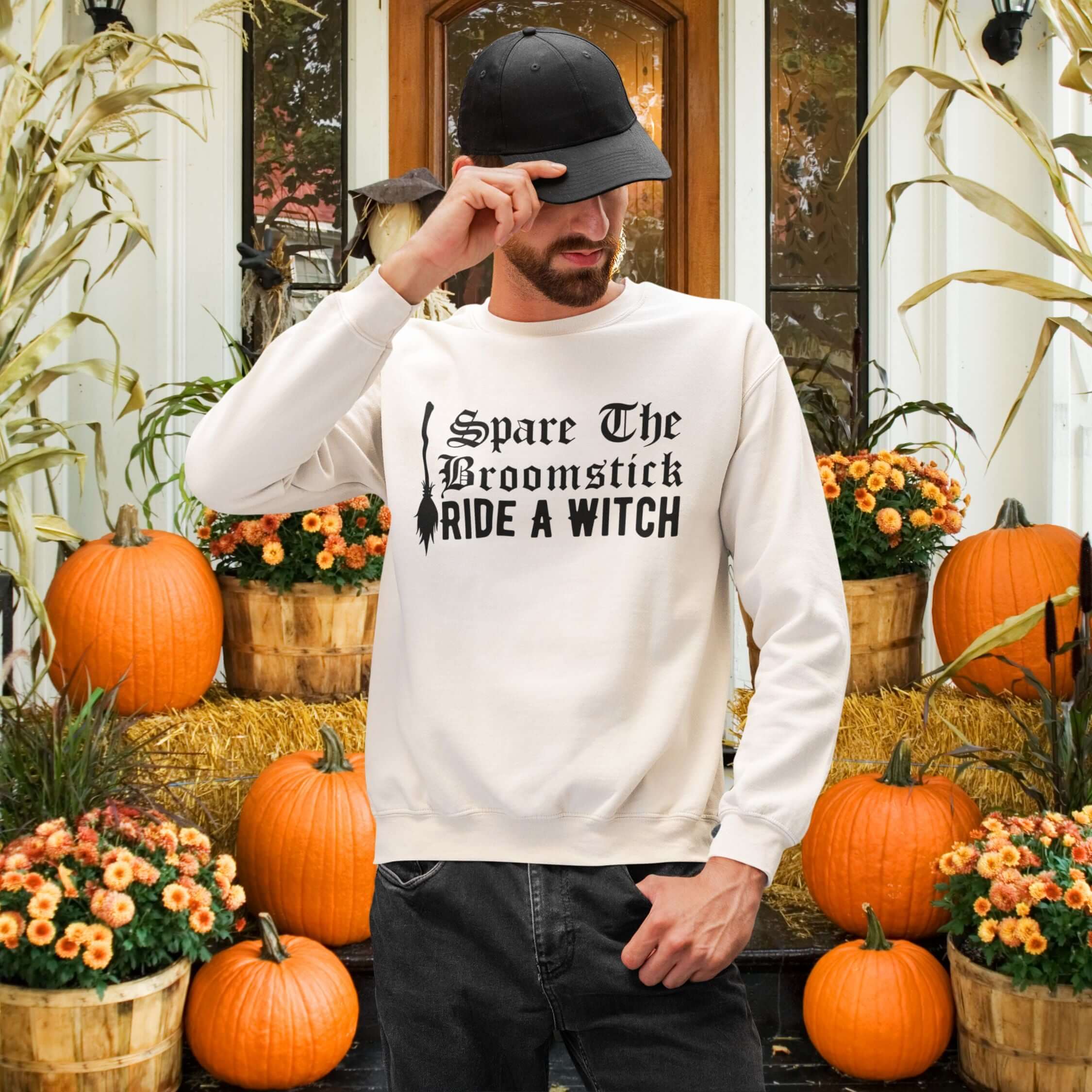 Halloween Witch Broomstick Sweatshirt Sweatshirt Printify