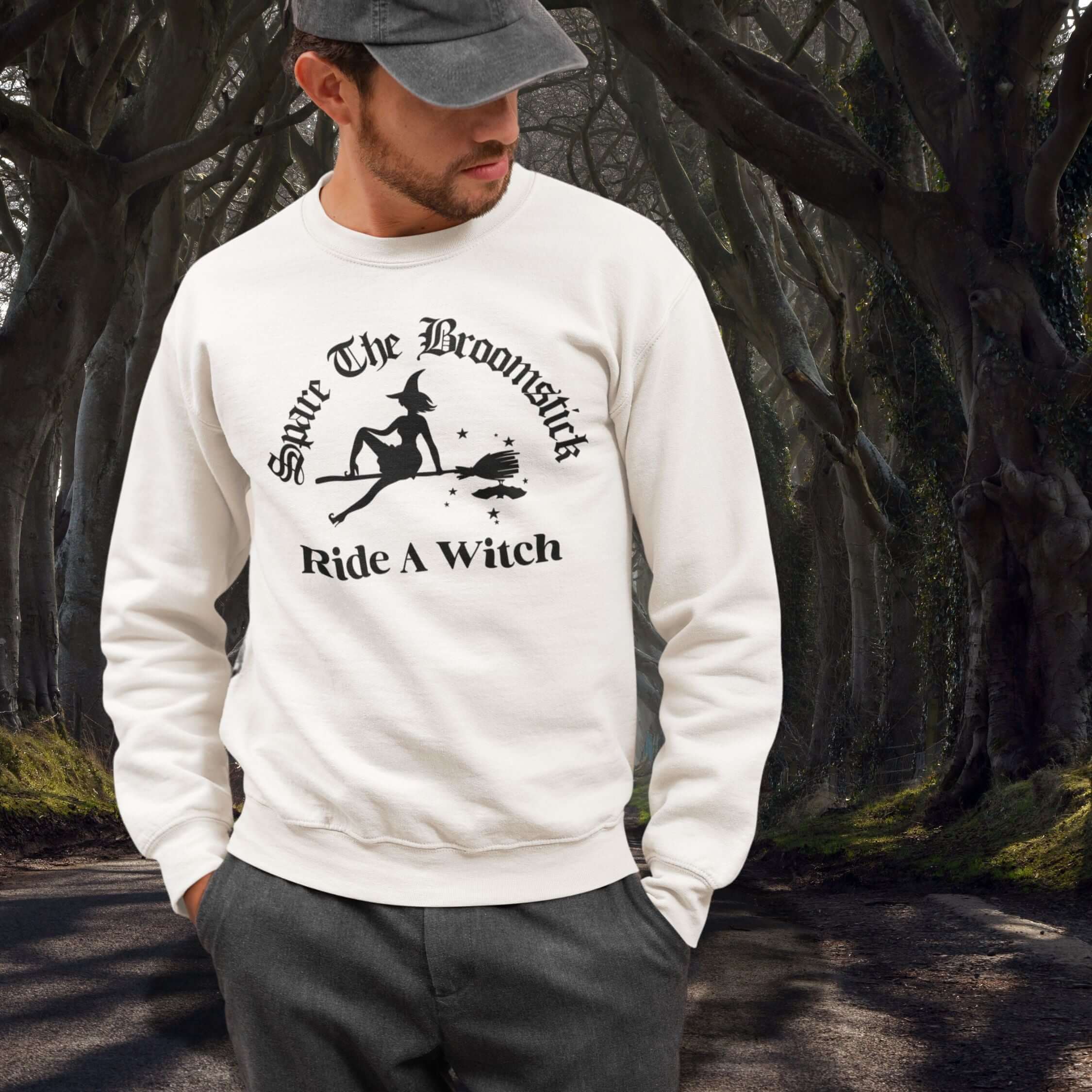 Spare The Broomstick Ride A Witch Halloween Sweatshirt Sweatshirt Printify