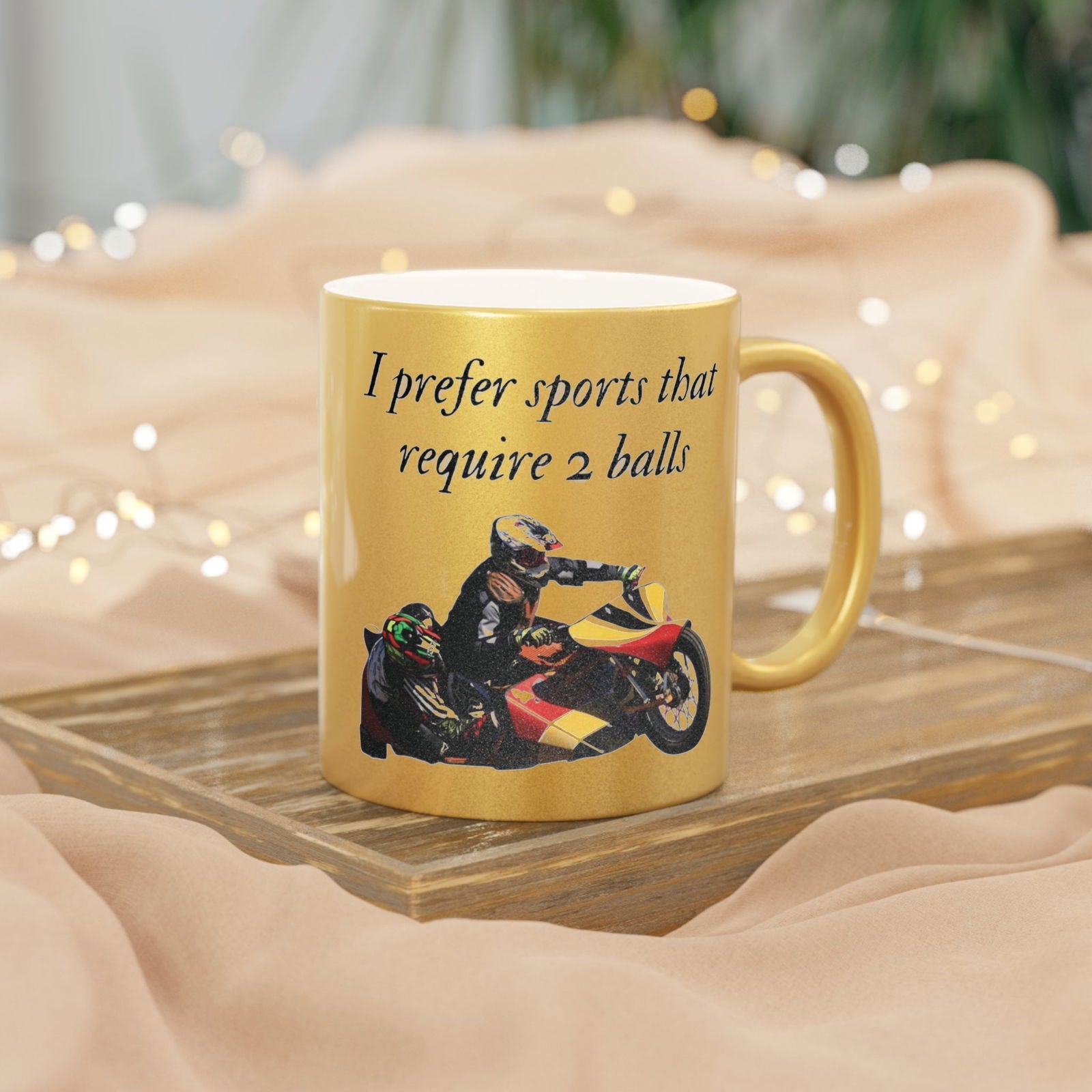 Sidecar Motorbike Design Comic Metallic Mug Mug Printify