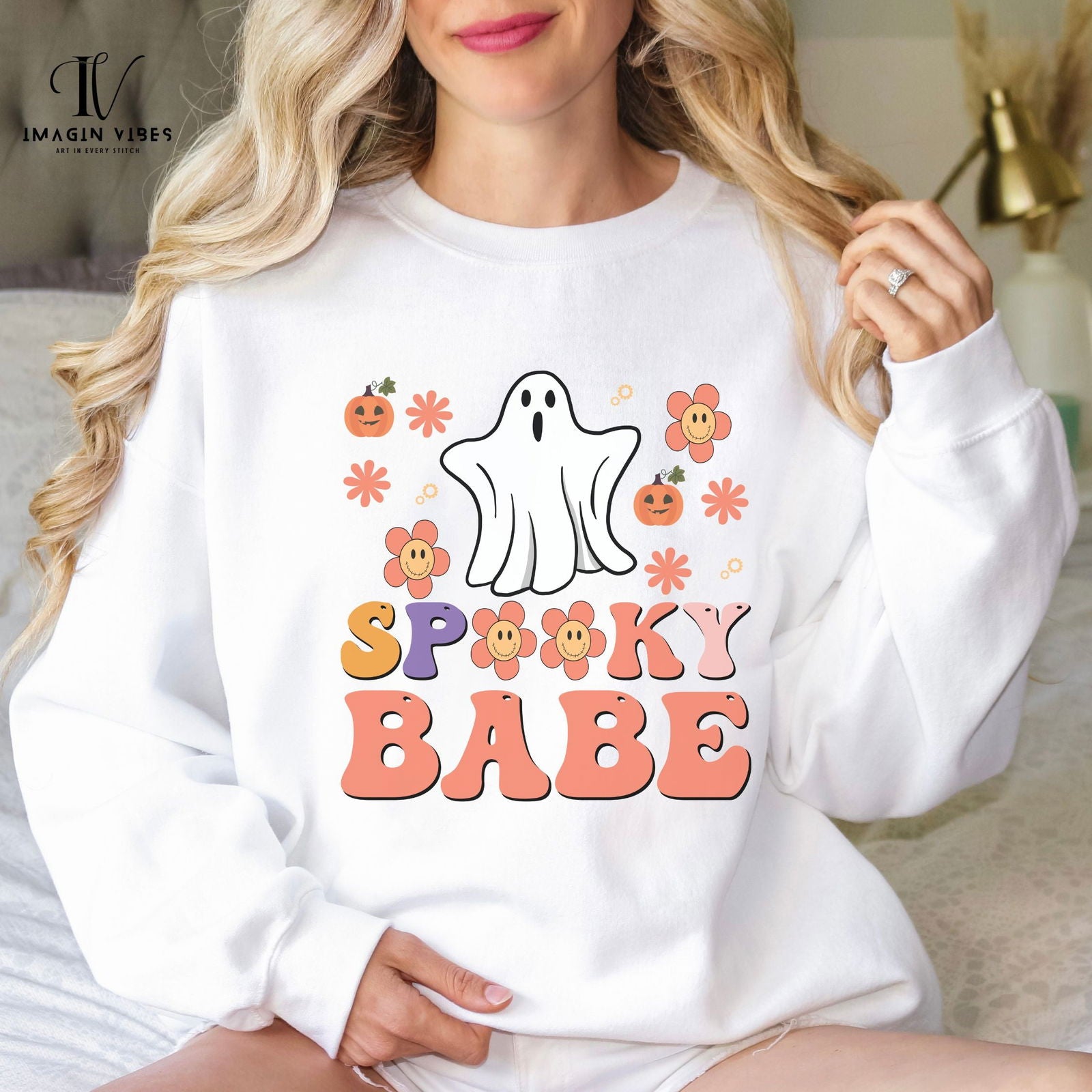 Spooky Babe Halloween Sweatshirt Sweatshirt Printify
