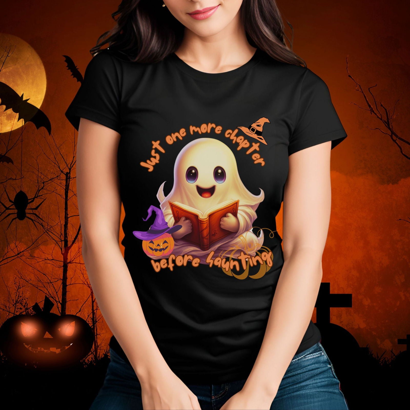 Spooky Season Reads: Just One More Chapter Before Haunting Tee T-Shirt Printify
