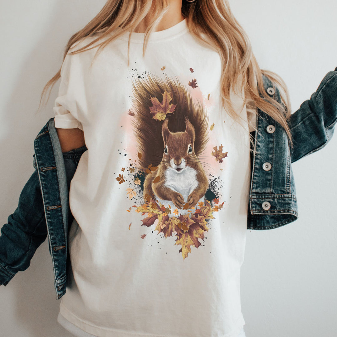 Squirrel and Autumn Leaves Fall T-Shirt
