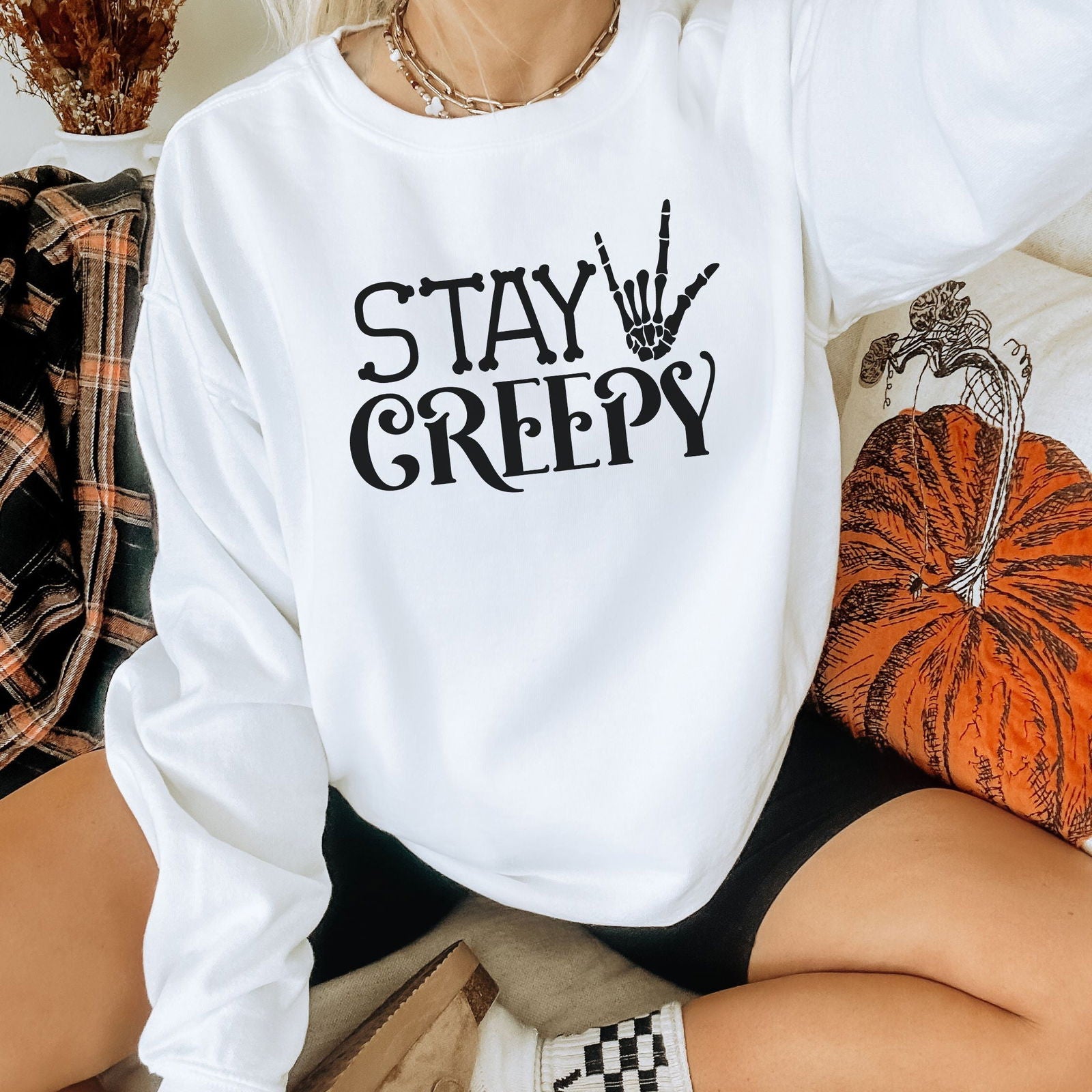 Stay Creepy Halloween Sweatshirt Sweatshirt Printify