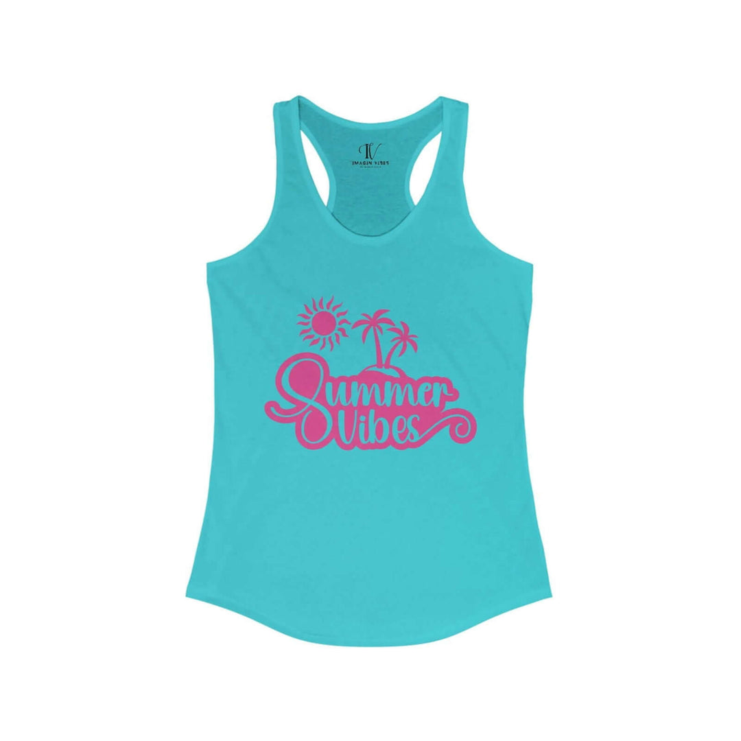 Racerback Tank Summer Vibes Women's Ideal Tank Top Printify XS Solid Tahiti Blue