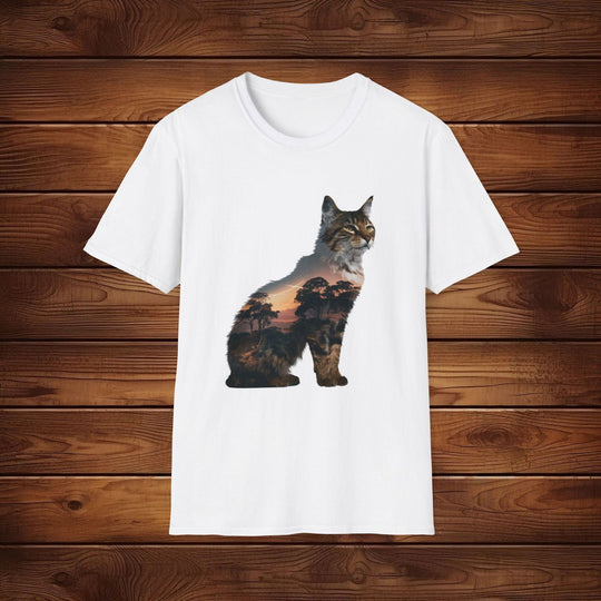 Sunrise Savanna Cat: Wildlife Tee in Vibrant Colors - Imagin Vibes - 