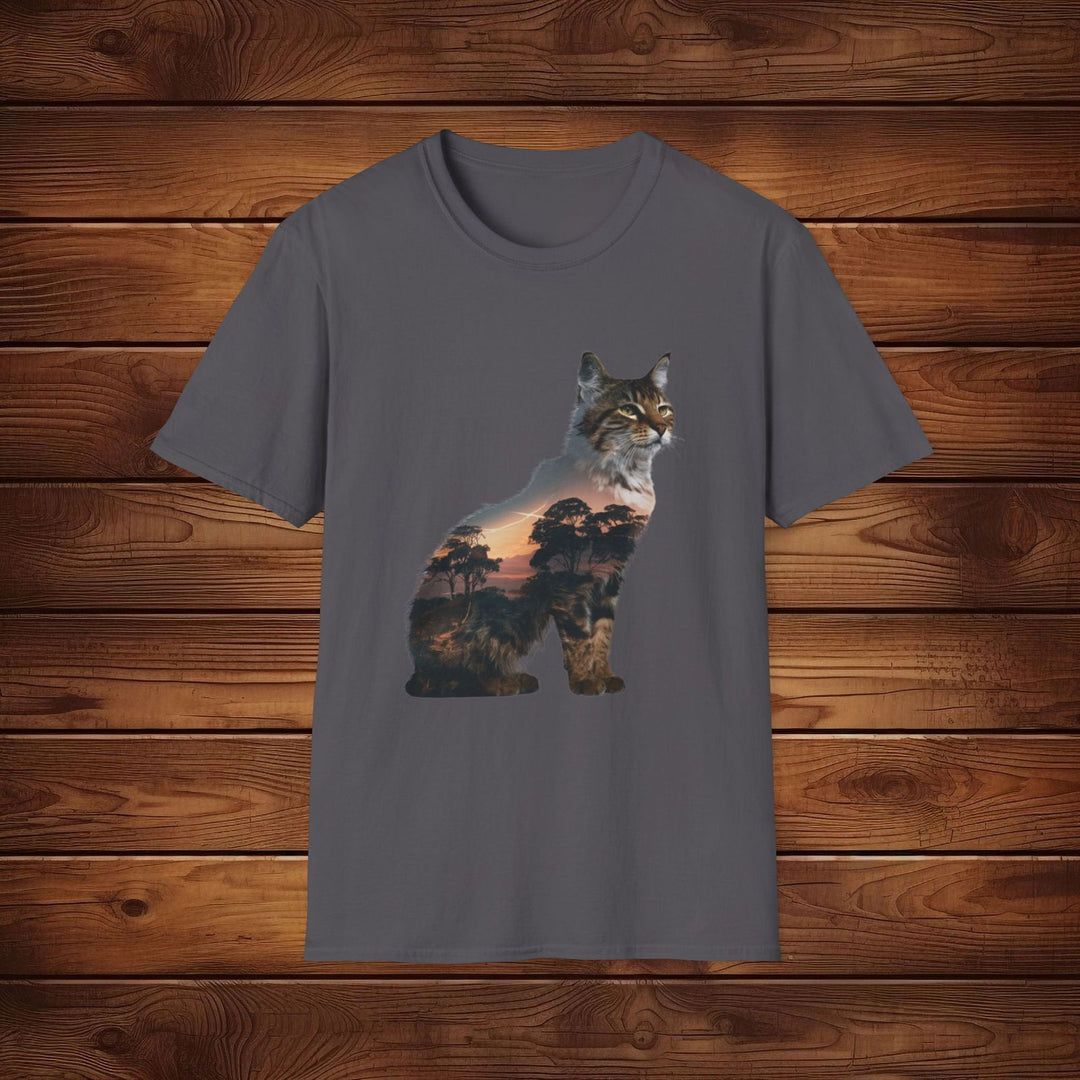 Sunrise Savanna Cat: Wildlife Tee in Vibrant Colors - Imagin Vibes - 