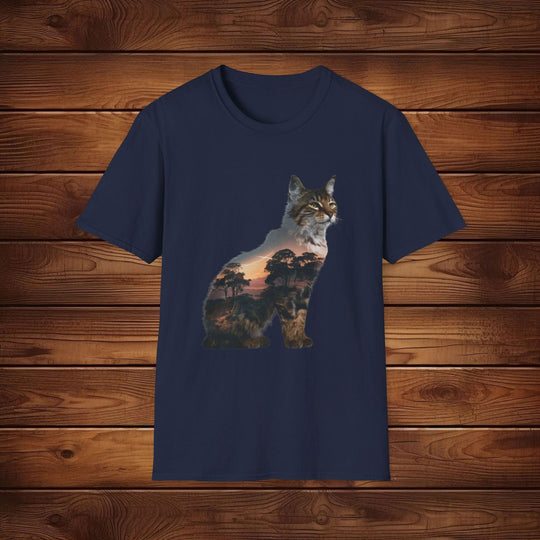 Sunrise Savanna Cat: Wildlife Tee in Vibrant Colors - Imagin Vibes - 