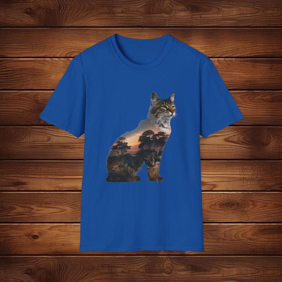 Sunrise Savanna Cat: Wildlife Tee in Vibrant Colors - Imagin Vibes - 