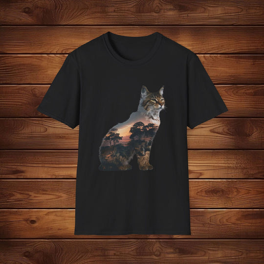 Sunrise Savanna Cat: Wildlife Tee in Vibrant Colors - Imagin Vibes - 