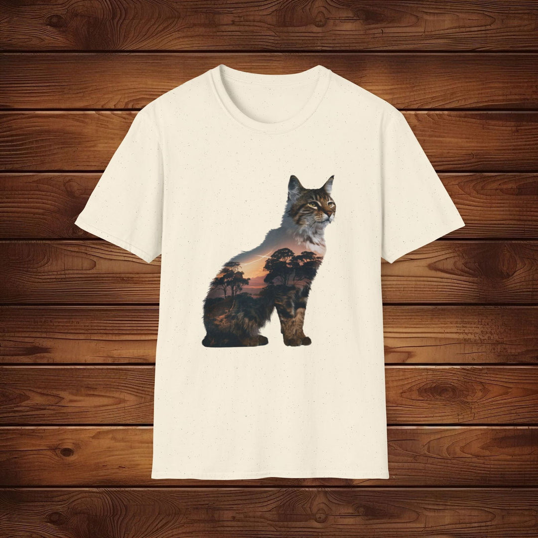 Sunrise Savanna Cat: Wildlife Tee in Vibrant Colors - Imagin Vibes - 