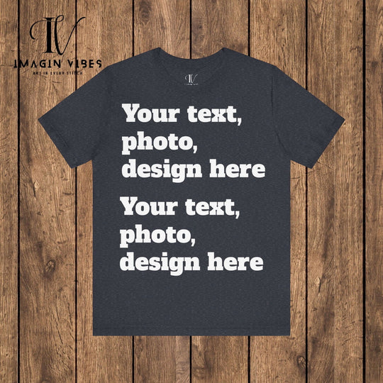 Imagin Vibes: Design Your Bella Canvas Tee (Photos/Text, Front or Back Print) T-Shirt Printify Heather Navy XS