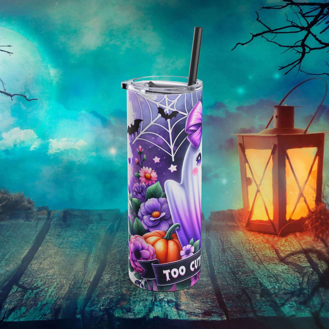 Too Cute to Spook: Adorable Ghost Halloween Tumbler Mug Printify