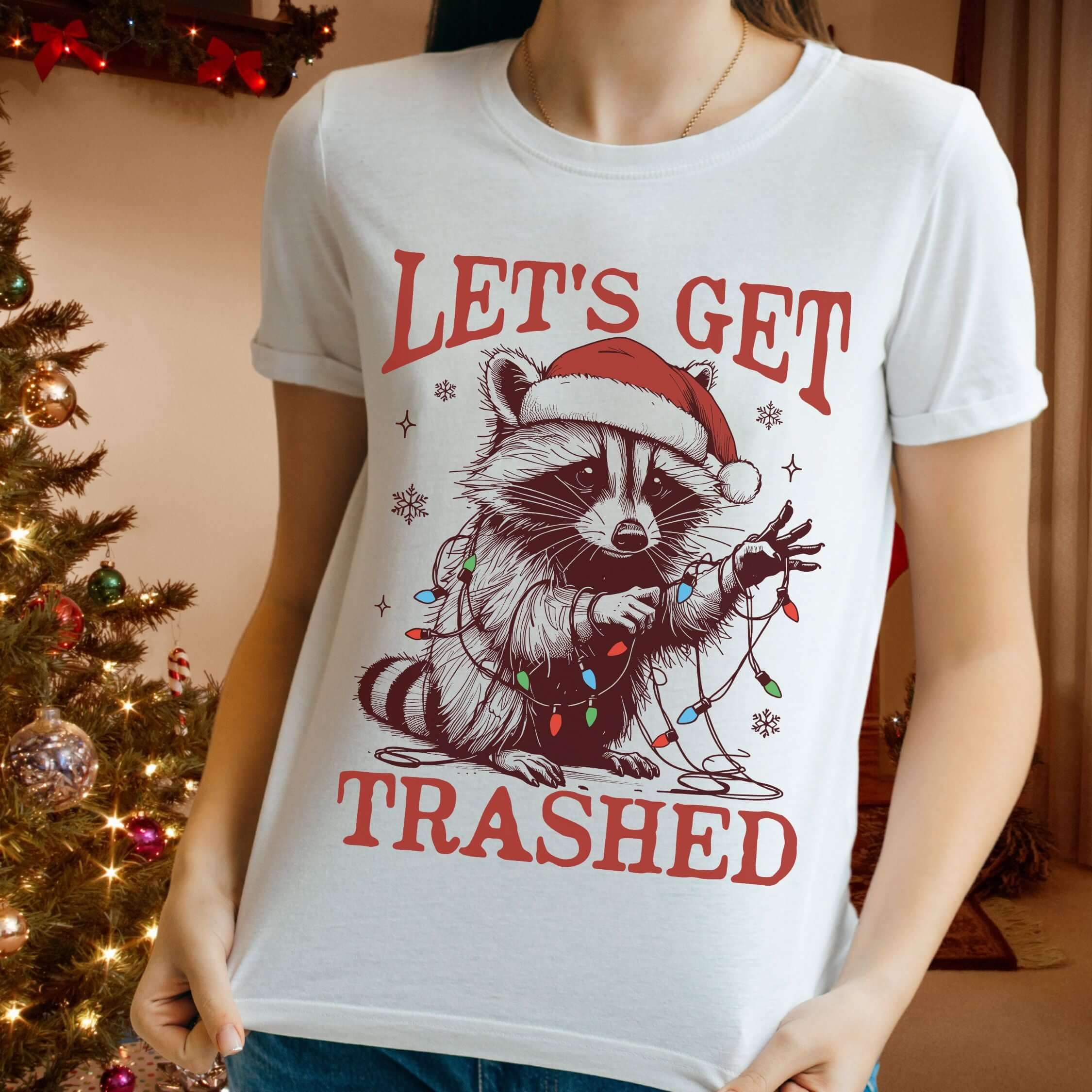 Christmas Trash Panda Tee T-Shirt Printify