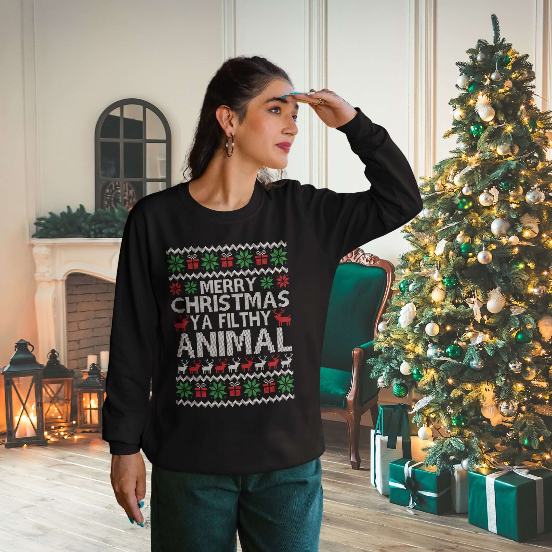 Christmas Movie Quote Sweatshirt Sweatshirt Printify M Black