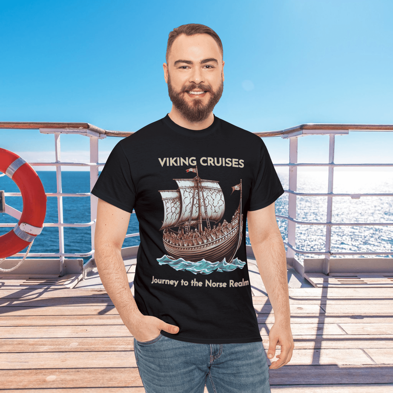 Viking Voyage Awaits: "Journey to the Norse Realm" T-Shirt T-Shirt Printify