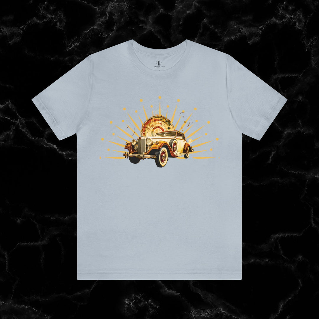 Vintage Car Enthusiast T-Shirt with Classic Wheels and Timeless Appeal Nostalgic T-Shirt Printify Light Blue S