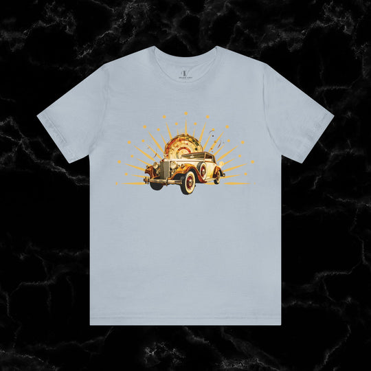 Vintage Car Enthusiast T-Shirt with Classic Wheels and Timeless Appeal Nostalgic T-Shirt Printify Light Blue S