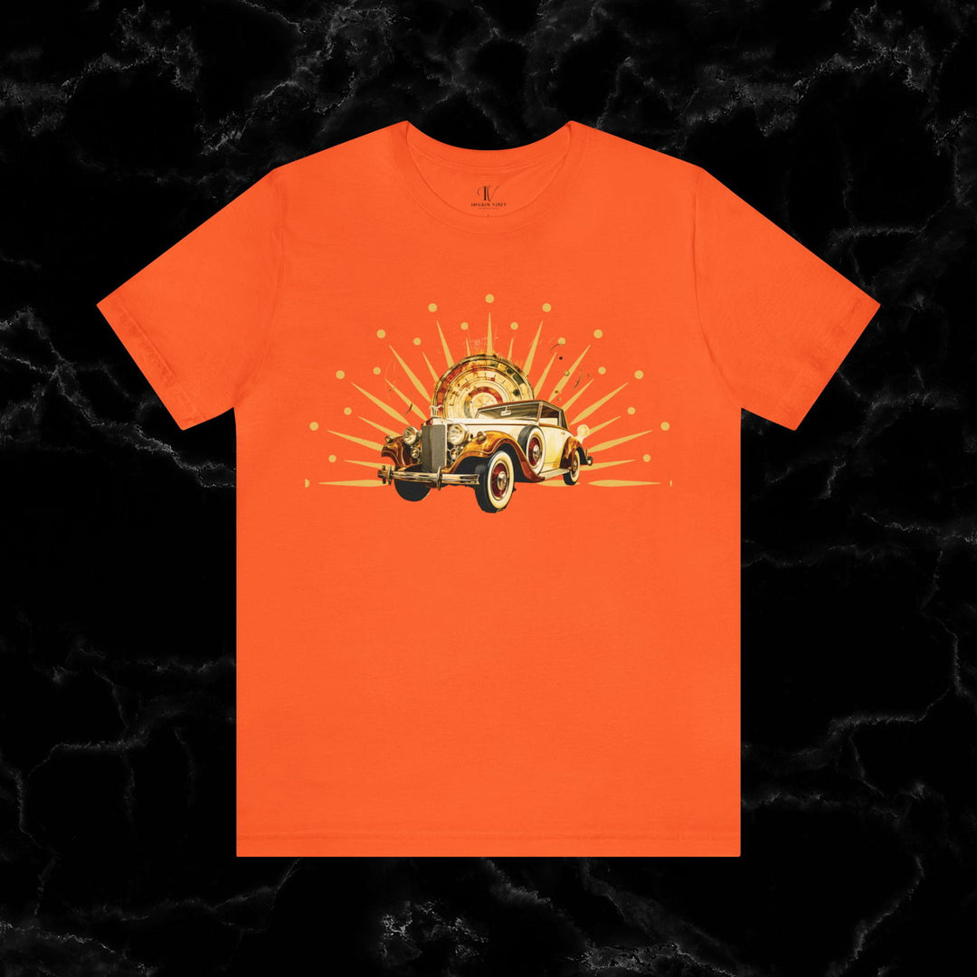 Vintage Car Enthusiast T-Shirt with Classic Wheels and Timeless Appeal Nostalgic T-Shirt Printify Orange S