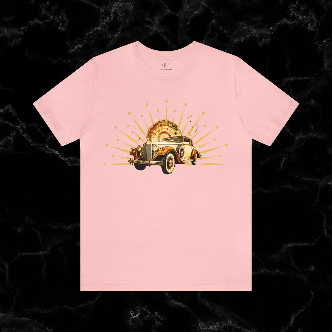 Vintage Car Enthusiast T-Shirt with Classic Wheels and Timeless Appeal Nostalgic T-Shirt Printify Pink S