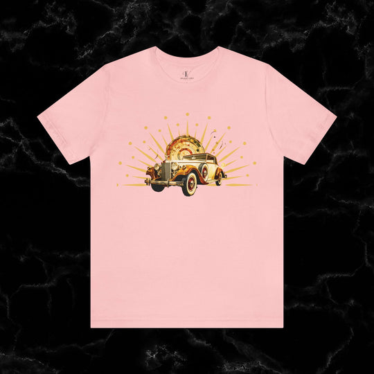 Vintage Car Enthusiast T-Shirt with Classic Wheels and Timeless Appeal Nostalgic T-Shirt Printify Pink S