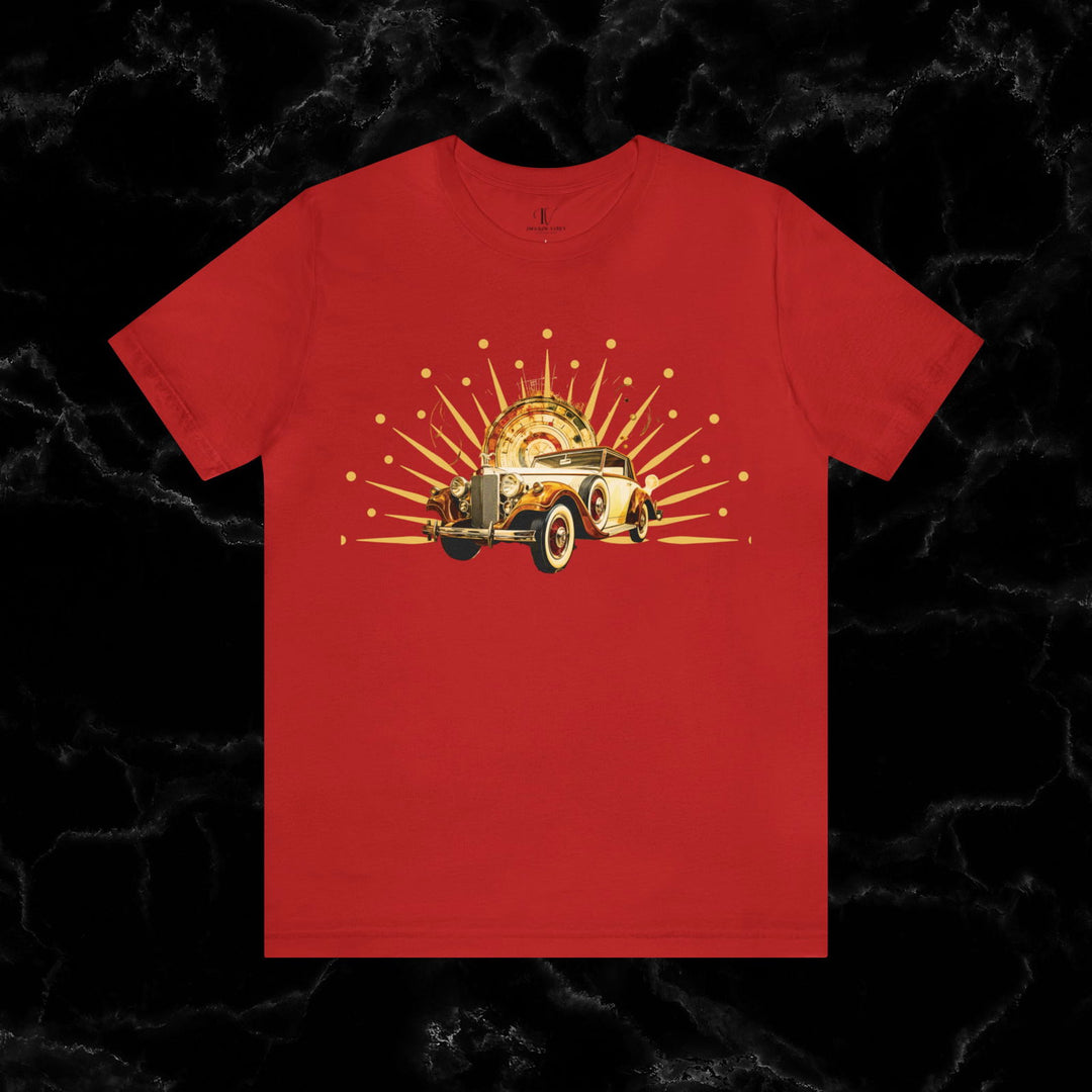 Vintage Car Enthusiast T-Shirt with Classic Wheels and Timeless Appeal Nostalgic T-Shirt Printify Red S