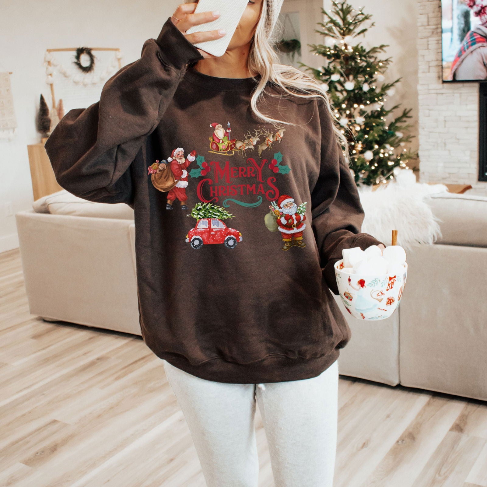 Vintage Christmas Cheer: "Merry Christmas" Retro Sweatshirt - Imagin Vibes - 