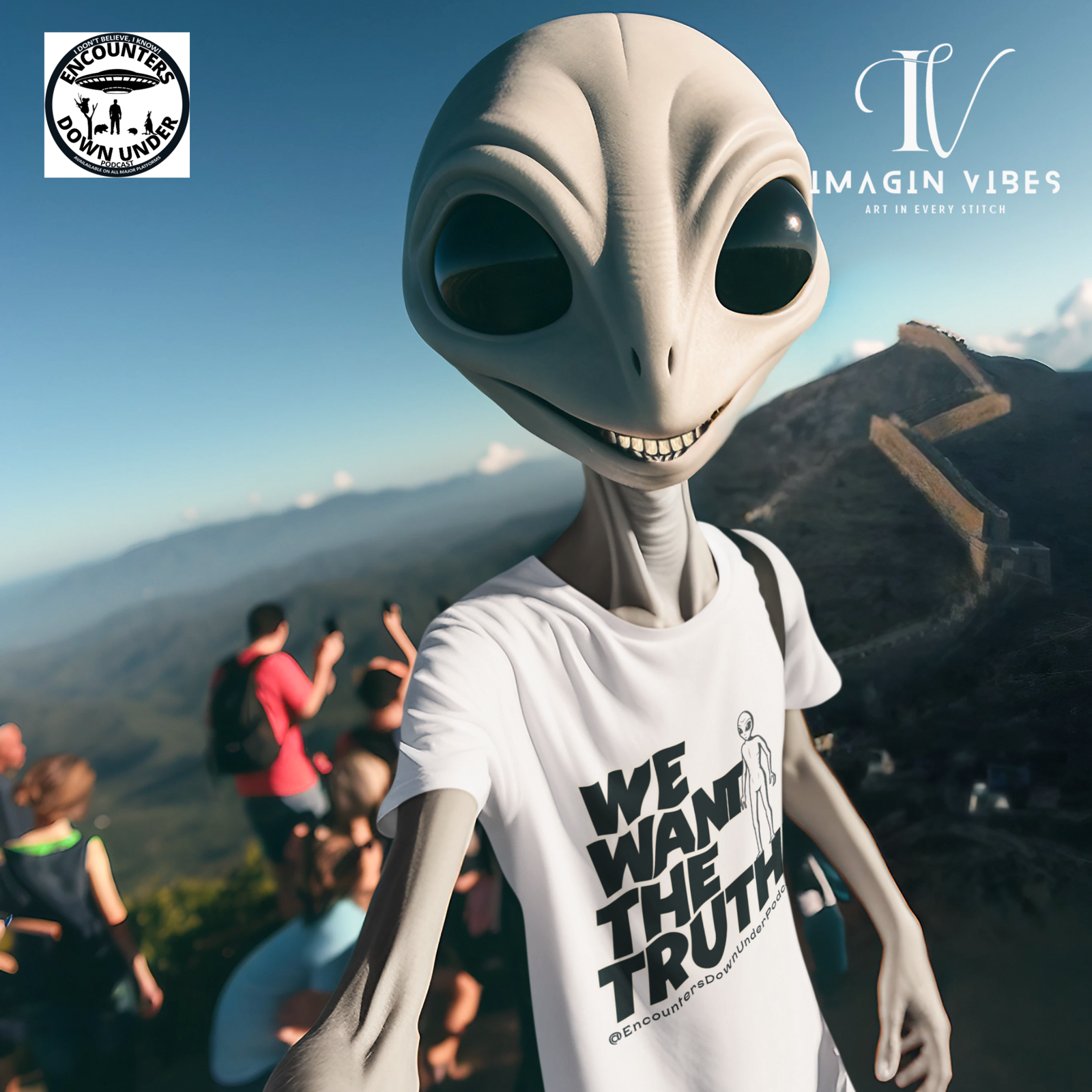 We Want The Truth! Ufo Encounters Down Under Podcast T-shirt, UFO theme tee T-Shirt Printify