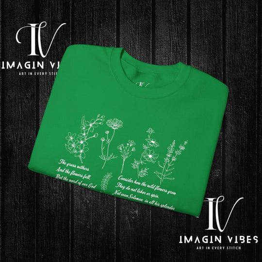 Wildflower Bible Verse Sweatshirt: Faith-Based Spring Top Sweatshirt Printify