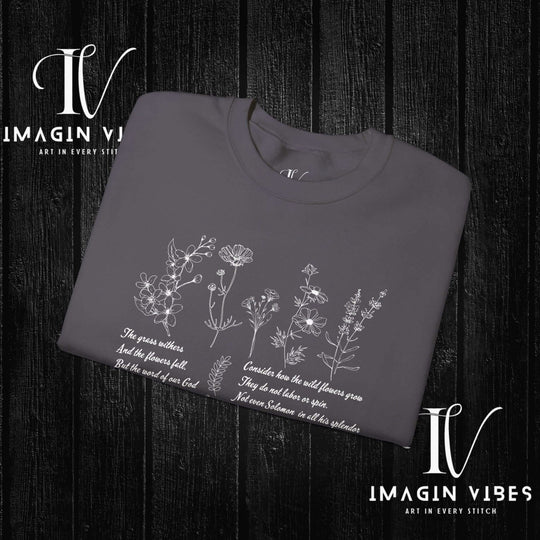 Wildflower Bible Verse Sweatshirt: Faith-Based Spring Top Sweatshirt Printify
