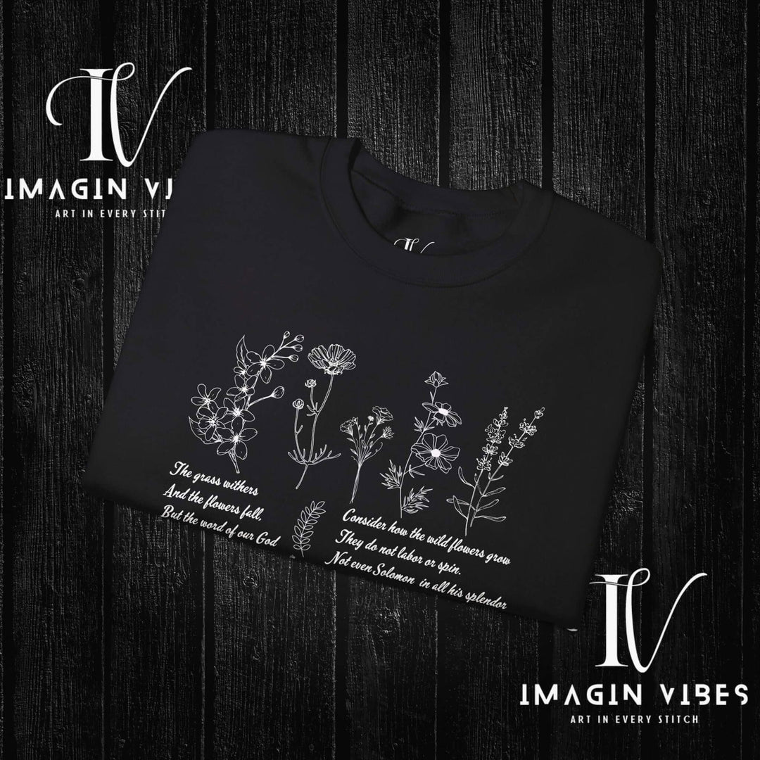 Wildflower Bible Verse Sweatshirt: Faith-Based Spring Top Sweatshirt Printify
