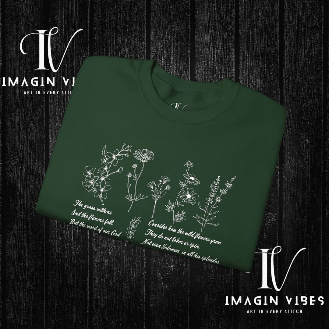 Wildflower Bible Verse Sweatshirt: Faith-Based Spring Top Sweatshirt Printify