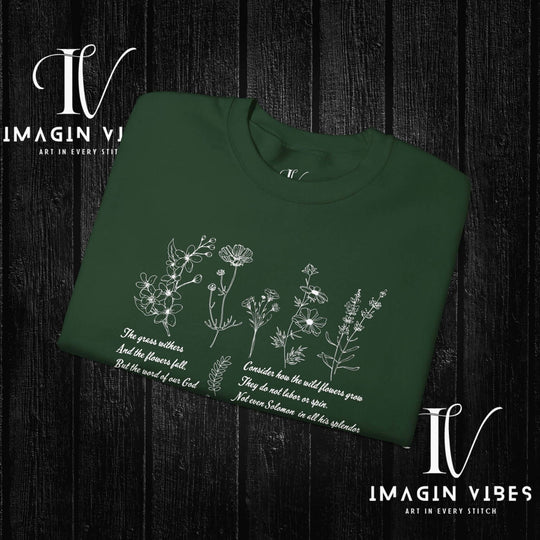 Wildflower Bible Verse Sweatshirt: Faith-Based Spring Top Sweatshirt Printify
