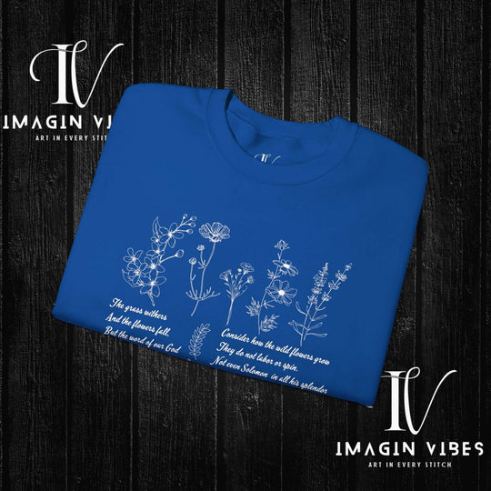 Wildflower Bible Verse Sweatshirt: Faith-Based Spring Top Sweatshirt Printify