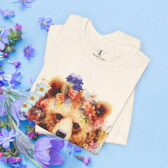 Wildlife Floral Bear Tee: Nature Lover Shirt - Imagin Vibes - 