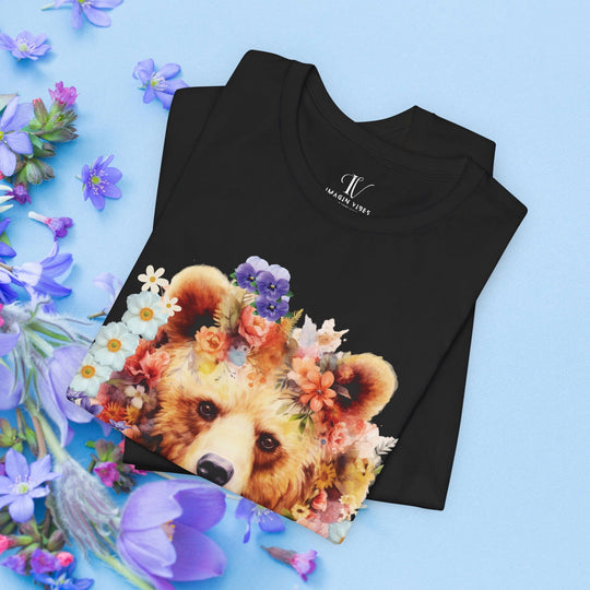 Wildlife Floral Bear Tee: Nature Lover Shirt - Imagin Vibes - 