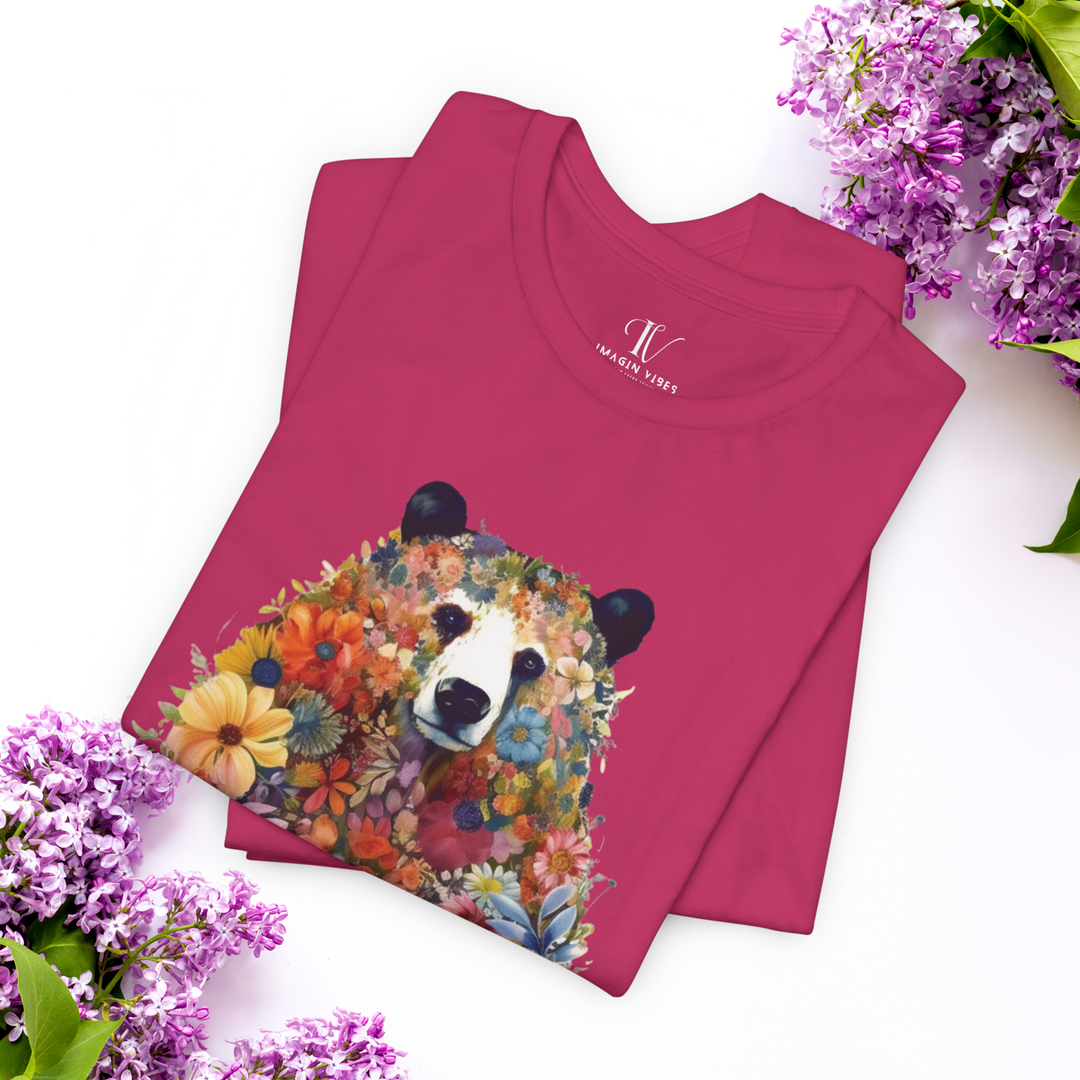 Wildlife Floral Bear Tee: Nature Lover Shirt - Imagin Vibes - 