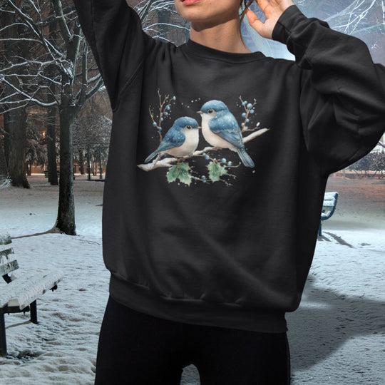 Winter Blue Jay Birds Sweatshirt